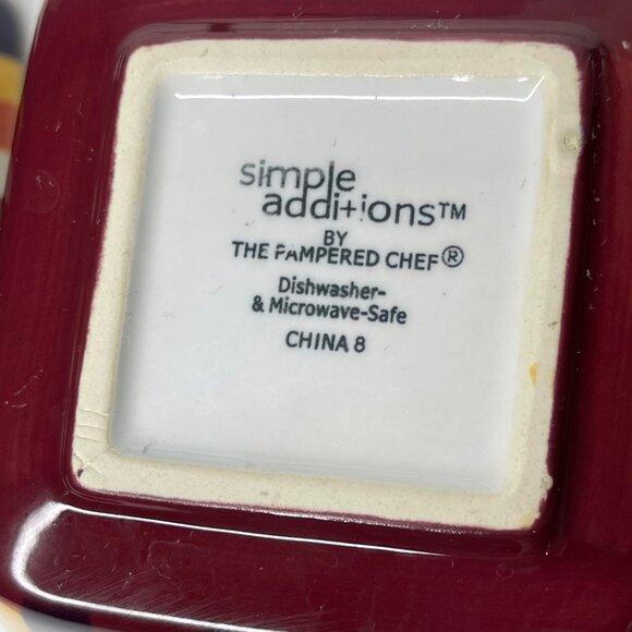 Pampered Chef Simple Additions 3 piece brick red striped condiment dishes + tray - Picture 4 of 9